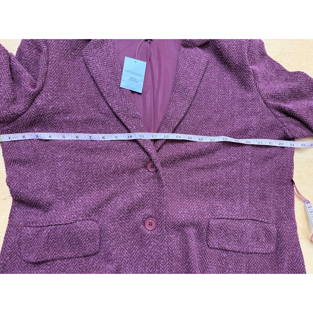 Appleseeds Blazer Womens Maroon Wine Jacket Herringbone Career Work Plus NEW 18 - Picture 3 of 8